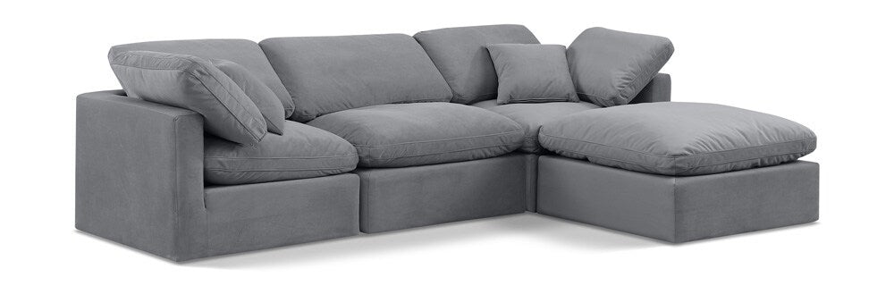 Meridian Furniture - Indulge Grey Velvet Modular Sectional - 4Pc - 147Grey-Sec4A veiw 1