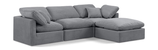 Meridian Furniture - Indulge Grey Velvet Modular Sectional - 4Pc - 147Grey-Sec4A veiw 1