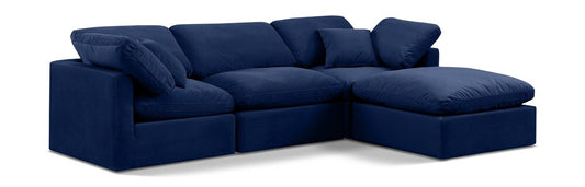 Meridian Furniture - Indulge Navy Velvet Modular Sectional - 4Pc - 147Navy-Sec4A veiw 1