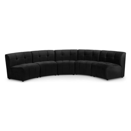 Meridian Furniture - Limitless Black Velvet 5pc. Modular Sectional - 645Black-5PC veiw 1