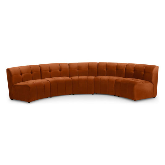 Meridian Furniture - Limitless Cognac Velvet 5pc. Modular Sectional - 645Cognac-5PC veiw 1