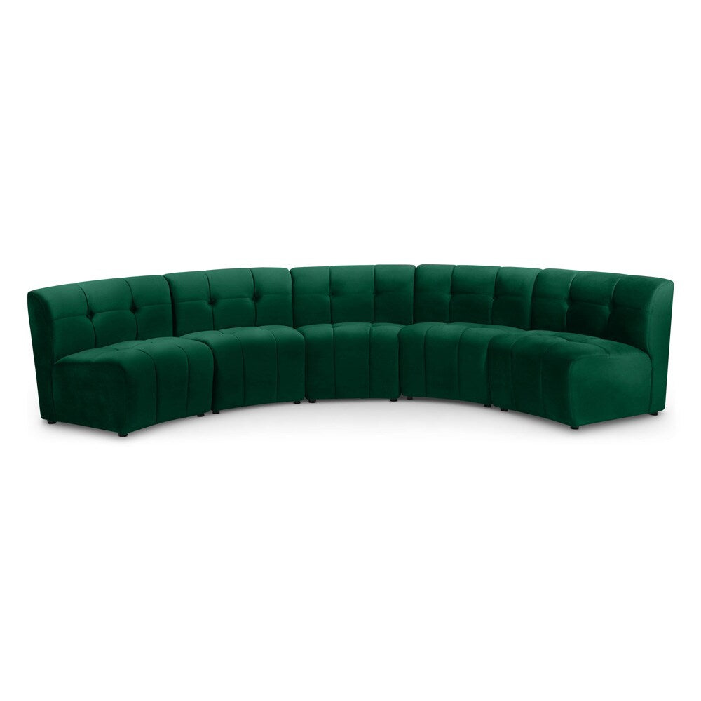 Meridian Furniture - Limitless Green Velvet 5pc. Modular Sectional - 645Green-5PC veiw 1
