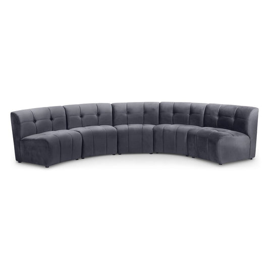 Meridian Furniture - Limitless Grey Velvet 5pc. Modular Sectional - 645Grey-5PC veiw 1