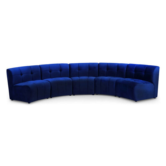 Meridian Furniture - Limitless Navy Velvet 5pc. Modular Sectional - 645Navy-5PC veiw 1