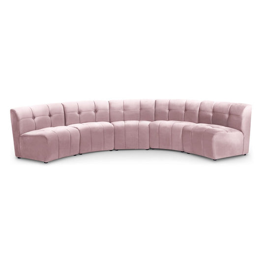 Meridian Furniture - Limitless Pink Velvet 5pc. Modular Sectional - 645Pink-5PC veiw 1