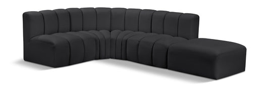 Meridian Furniture - Arc Black Vegan Leather Modular Sofa - 5Pc - 101Black-S5C veiw 1