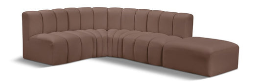 Meridian Furniture - Arc Brown Vegan Leather Modular Sofa - 5Pc - 101Brown-S5C veiw 1