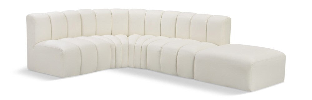 Meridian Furniture - Arc Cream Vegan Leather Modular Sofa - 5Pc - 101Cream-S5C veiw 1