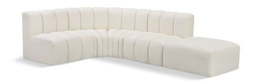 Meridian Furniture - Arc Cream Vegan Leather Modular Sofa - 5Pc - 101Cream-S5C veiw 1