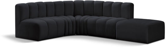 Meridian Furniture - Arc Black Velvet Modular Sofa - 5Pc - 103Black-S5C veiw 1