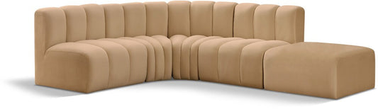 Meridian Furniture - Arc Camel Velvet Modular Sofa - 5Pc - 103Camel-S5C veiw 1