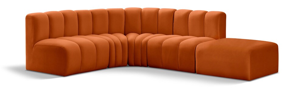 Meridian Furniture - Arc Cognac Velvet Modular Sofa - 5Pc - 103Cognac-S5C veiw 1