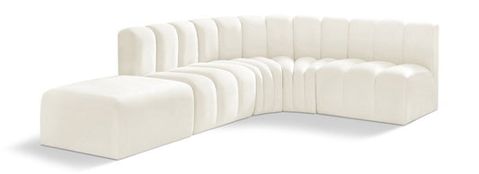 Meridian Furniture - Arc Cream Velvet Modular Sofa - 5Pc - 103Cream-S5C veiw 1
