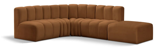 Meridian Furniture - Arc Saddle Velvet Modular Sofa - 5Pc - 103Saddle-S5C veiw 1