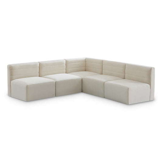 Meridian Furniture - Quincy Cream Velvet Modular Sectional - 5Pc - 677Cream-Sec5B veiw 1