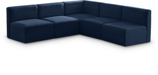 Meridian Furniture - Quincy Navy Velvet Modular Sectional - 5Pc - 677Navy-Sec5B veiw 1