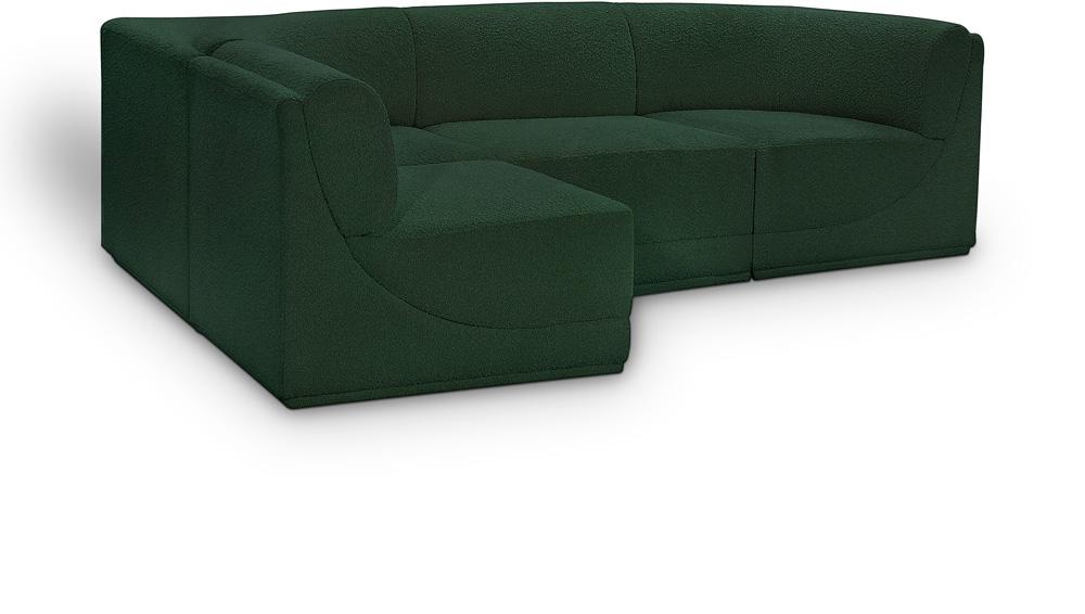 Meridian Furniture - Ollie Green Boucle Fabric Modular Sectional - 4Pc - 118Green-Sec4A veiw 1