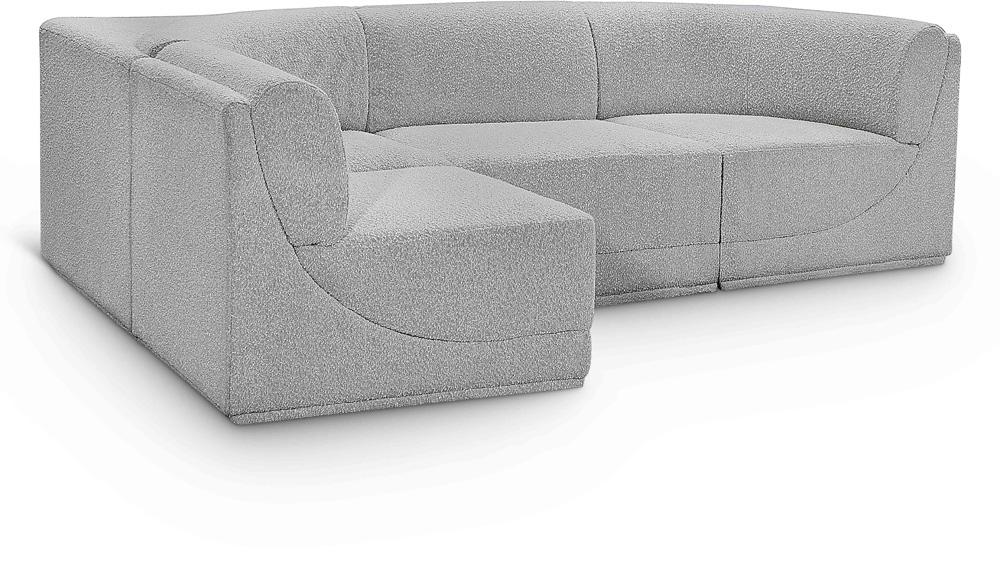 Meridian Furniture - Ollie Grey Boucle Fabric Modular Sectional - 4Pc - 118Grey-Sec4A veiw 1