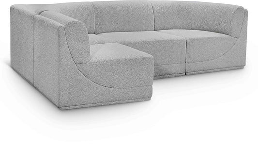 Meridian Furniture - Ollie Grey Boucle Fabric Modular Sectional - 4Pc - 118Grey-Sec4A veiw 1
