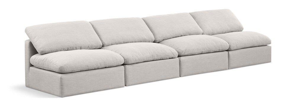 Meridian Furniture - Indulge Cream Linen Textured Fabric Modular Sofa - 4Pc - 141Cream-S4 veiw 1