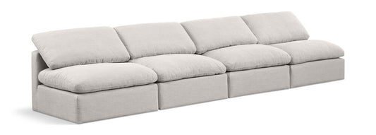Meridian Furniture - Indulge Cream Linen Textured Fabric Modular Sofa - 4Pc - 141Cream-S4 veiw 1