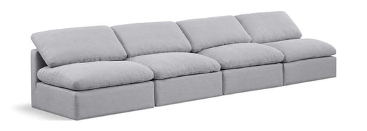 Meridian Furniture - Indulge Grey Linen Textured Fabric Modular Sofa - 4Pc - 141Grey-S4 veiw 1
