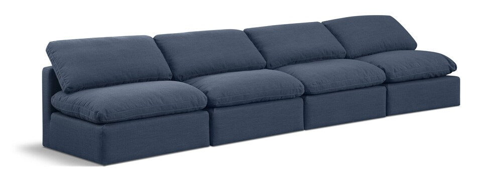 Meridian Furniture - Indulge Navy Linen Textured Fabric Modular Sofa - 4Pc - 141Navy-S4 veiw 1