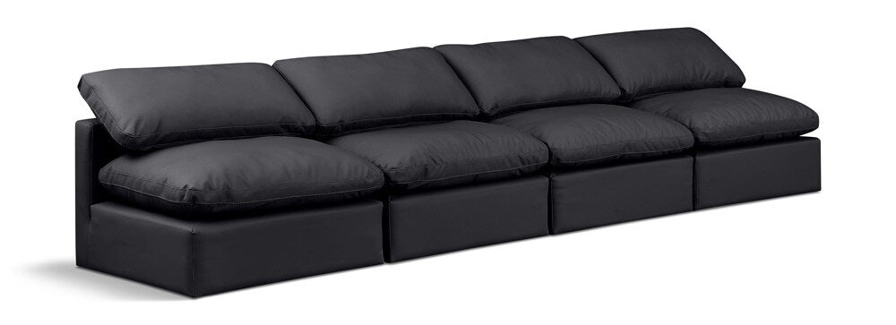 Meridian Furniture - Indulge Black Vegan Leather Modular Sofa - 4Pc - 146Black-S4 veiw 1