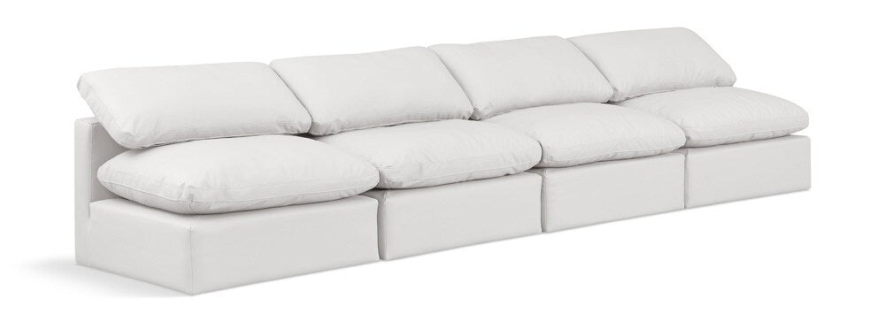 Meridian Furniture - Indulge Cream Vegan Leather Modular Sofa - 4Pc - 146Cream-S4 veiw 1