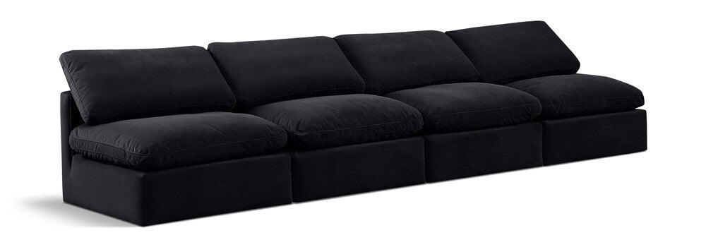 Meridian Furniture - Indulge Black Velvet Modular Sofa - 4Pc - 147Black-S4 veiw 1