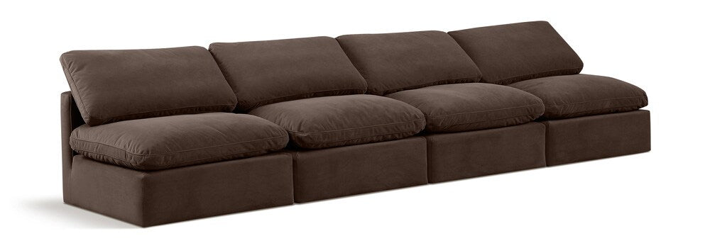 Meridian Furniture - Indulge Brown Velvet Modular Sofa - 4Pc - 147Brown-S4 veiw 1