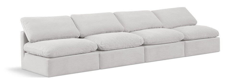 Meridian Furniture - Indulge Cream Velvet Modular Sofa - 4Pc - 147Cream-S4 veiw 1