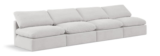 Meridian Furniture - Indulge Cream Velvet Modular Sofa - 4Pc - 147Cream-S4 veiw 1
