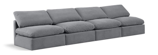 Meridian Furniture - Indulge Grey Velvet Modular Sofa - 4Pc - 147Grey-S4 veiw 1