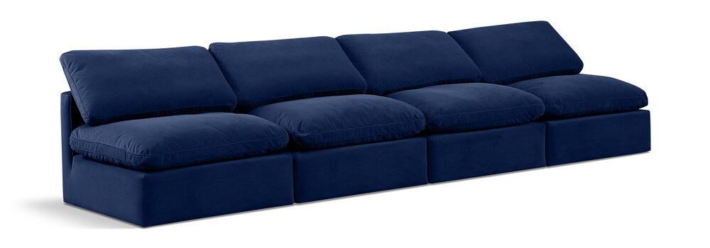 Meridian Furniture - Indulge Navy Velvet Modular Sofa - 4Pc - 147Navy-S4 veiw 1