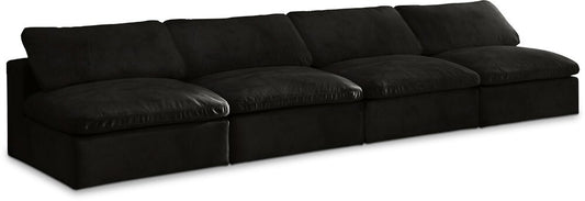 Meridian Furniture - Cozy Black Velvet Comfort Modular Armless Sofa - 4Pc - 634Black-S156 veiw 1