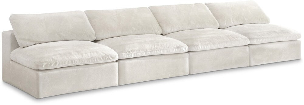 Meridian Furniture - Cozy Cream Velvet Comfort Modular Armless Sofa - 4Pc - 634Cream-S156 veiw 1