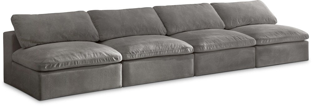 Meridian Furniture - Cozy Grey Velvet Comfort Modular Armless Sofa - 4Pc - 634Grey-S156 veiw 1