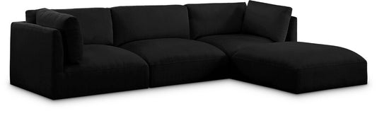 Meridian Furniture - Ease Black Polyester Fabric Modular Sectional - 4Pc - 696Black-Sec4A veiw 1