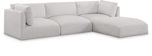 Meridian Furniture - Ease Cream Polyester Fabric Modular Sectional - 4Pc - 696Cream-Sec4A veiw 1