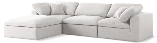 Meridian Furniture - Serene Cream Linen Textured Fabric Deluxe Comfort Modular Sectional - 4Pc - 601Cream-Sec4A veiw 1