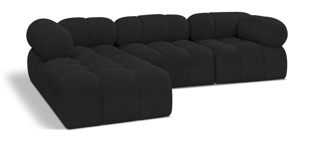 Meridian Furniture - Ames Black Boucle Fabric Modular Sectional - 4Pc - 611Black-Sec4B veiw 1