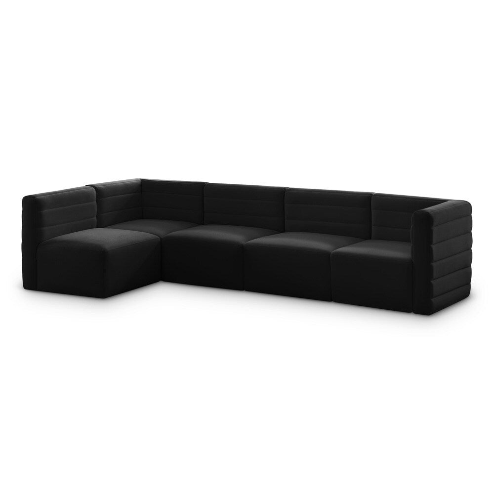 Meridian Furniture - Quincy Black Velvet Modular Sectional - 5Pc - 677Black-Sec5A veiw 1