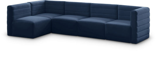 Meridian Furniture - Quincy Navy Velvet Modular Sectional - 5Pc - 677Navy-Sec5A veiw 1