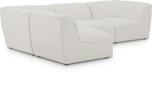 Meridian Furniture - Miramar Cream Durable Linen Textured Modular Sectional - 4Pc - 683Cream-Sec4B veiw 1