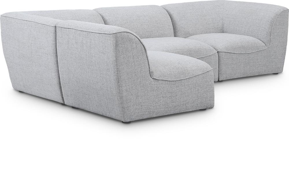 Meridian Furniture - Miramar Grey Durable Linen Textured Modular Sectional - 4Pc - 683Grey-Sec4B veiw 1