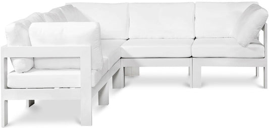 Meridian Furniture - Nizuc White Water Resistant Fabric Outdoor Patio Modular Sectional - 5Pc - 375White-Sec5B veiw 1