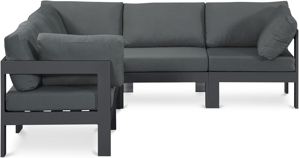 Meridian Furniture - Nizuc Grey Water Resistant Fabric Outdoor Patio Modular Sectional - 5Pc - 376Grey-Sec5B veiw 1