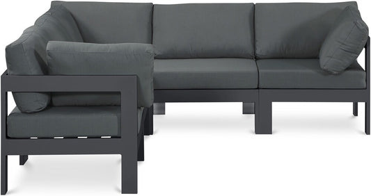Meridian Furniture - Nizuc Grey Water Resistant Fabric Outdoor Patio Modular Sectional - 5Pc - 376Grey-Sec5B veiw 1