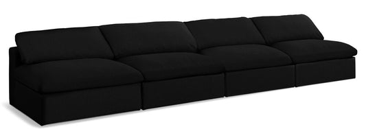 Meridian Furniture - Serene Black Linen Textured Fabric Deluxe Comfort Modular Armless Sofa - 4Pc - 601Black-S156 veiw 1